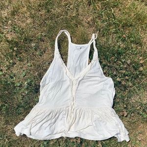 American Eagle White Tank Top with Lace Details